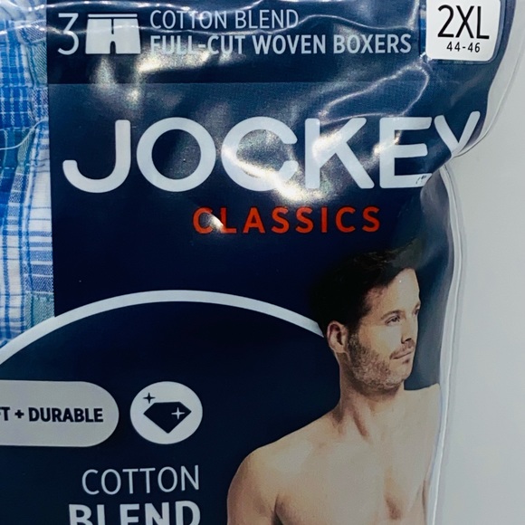 Jockey Men's Full Cut Woven Boxers 3 Pack New XXL 2XL Plaid Green Blue 44-46 BIG - Picture 4 of 10